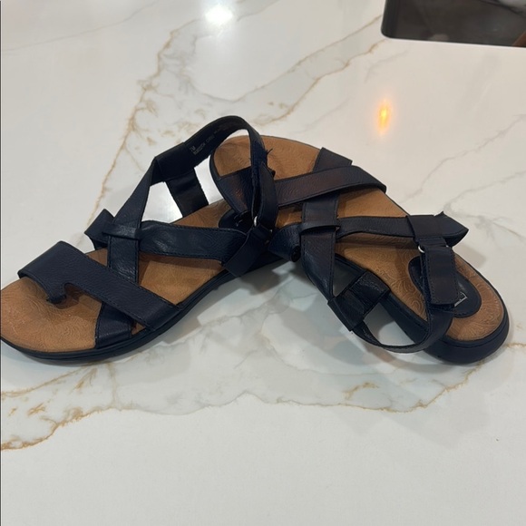 Women's Black Strappy Sandals - Picture 1 of 5